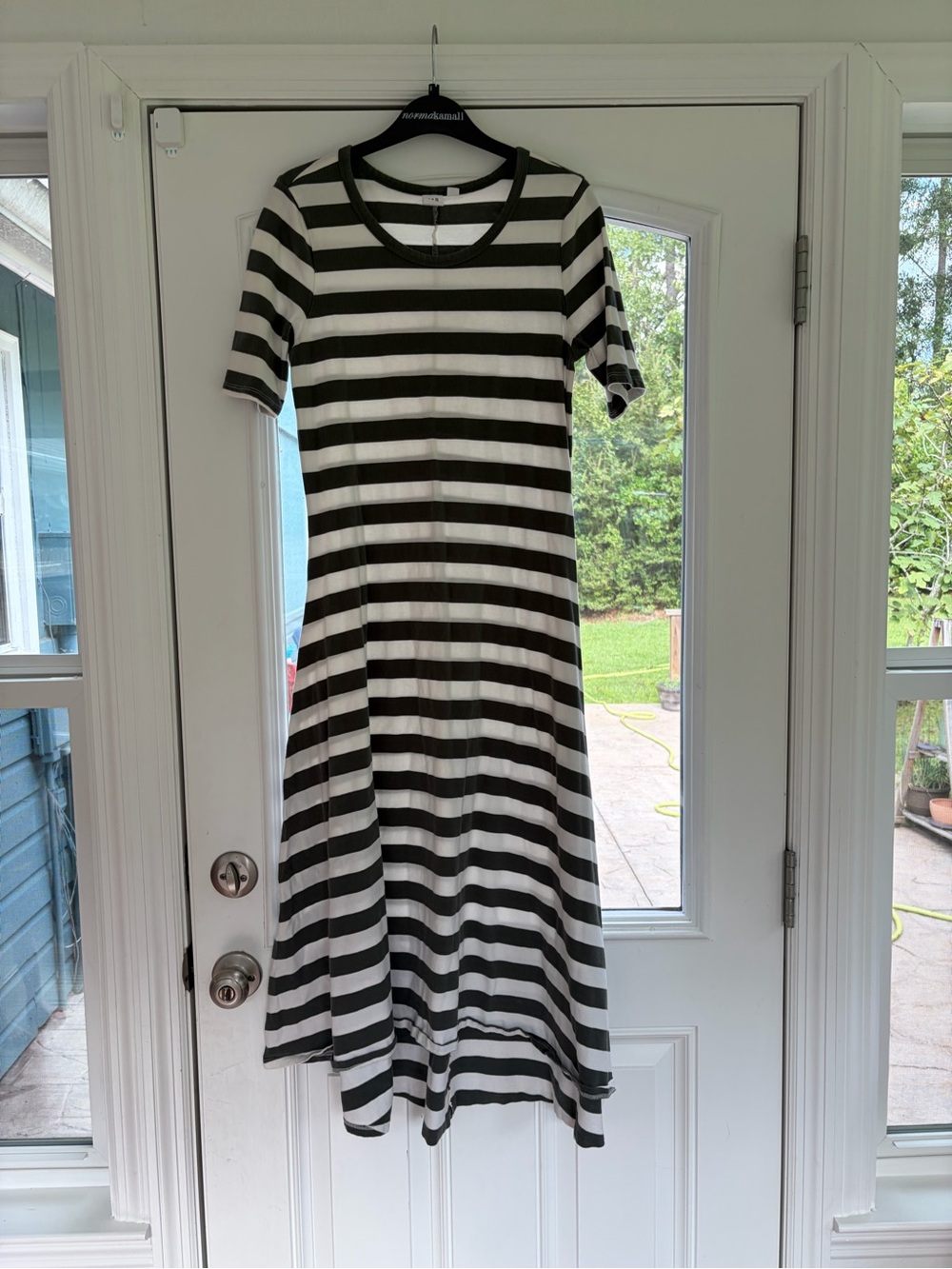 GAP Green & White Striped High-Low Midi Dress
